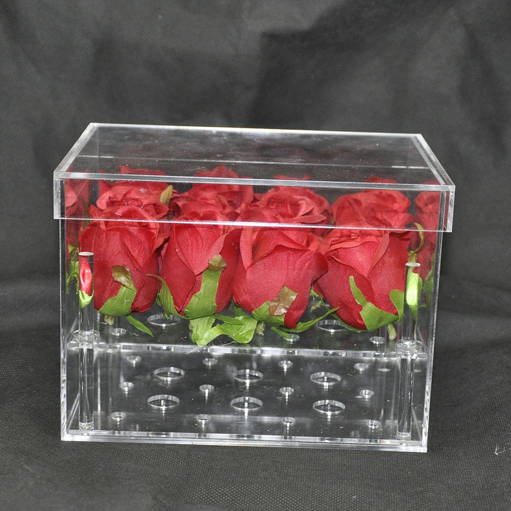 Clear Acrylic Box with Lid (For Single Flower) 9.8 x 9.8 x 15.5cm