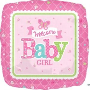 Welcome Baby Girl Butterflies 18" Balloon