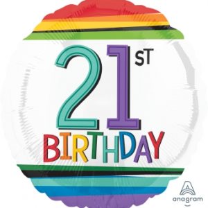 Rainbow 21st Birthday 18" Balloon