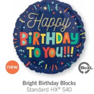 Happy Birthday Bright Blocks 18" Balloon
