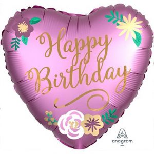 HAPPY BIRTHDAY SATIN FLOWERS 18" Balloon
