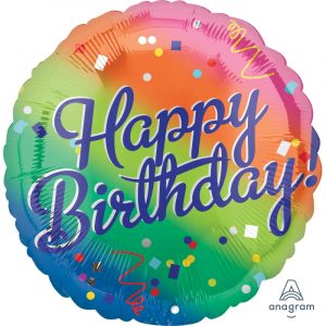 Happy Birthday Fancy Type Rainbow 18" Balloon