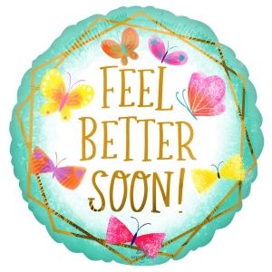 Feel Better Soon Teal & Gold 18" Balloon
