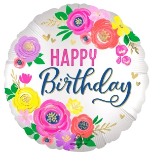 Artful Floral Birthday 9" Air-filled Balloon