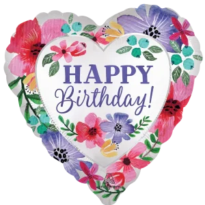 Satin Happy Birthday Florals 9" Air-filled Balloon
