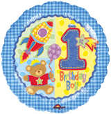 Hugs & Stitches 1st Birthday Boy 18" Balloon