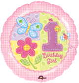 Hugs & Stitches 1st Birthday Girl 18" Balloon