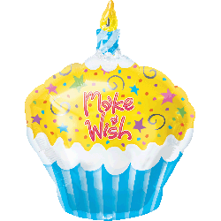 Make A Wish Birthday Cupcake 18" Balloon