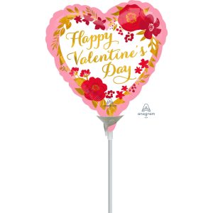 Happy Valentine's Day Floral Wreath 9" Air-Filled Balloon