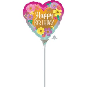 Happy Birthday Painted Flowers 9" Air-filled Balloon