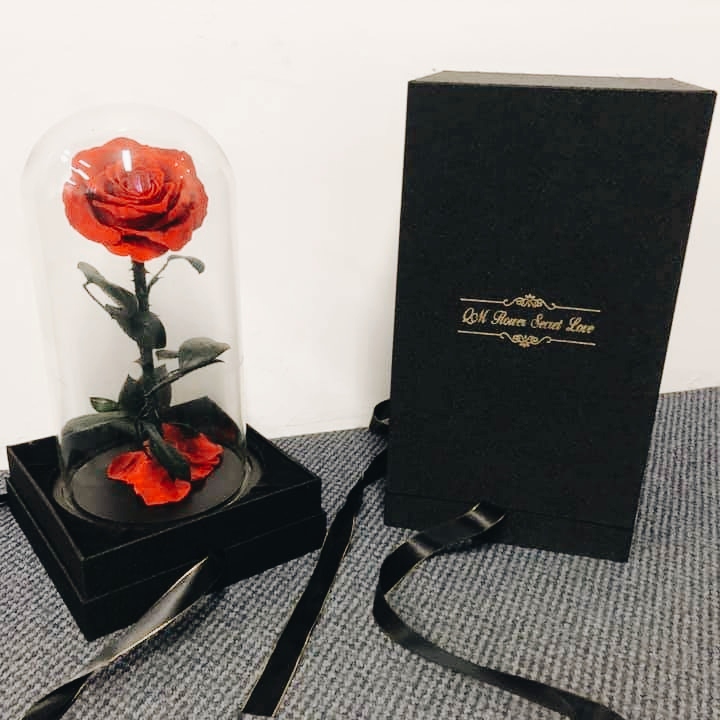 Large Single Stem Preserved Forever Rose (10cm dia) in Cloche + Gift ...