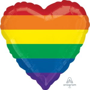 RAINBOW STRIPES FUN HEART LOVE 18" Balloon