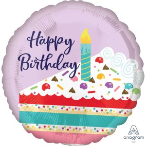 Purple Confetti Cake Happy Birthday 18" Balloon