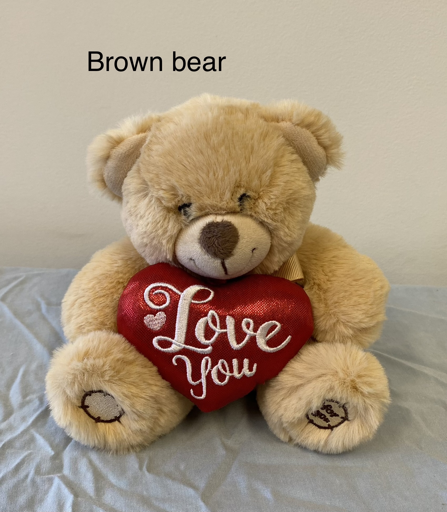 15 CM(SITTING) NATALIE BEAR WITH RED HEART WHITE/BROWN/DUSTY PINK/DUSTY ...