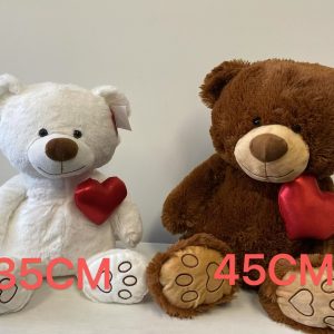 35cm "Sara" white / Brown Bear with a Plain Red Heart